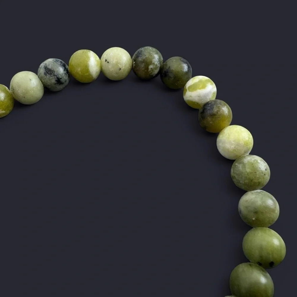 Serpentine Gemstone Bead Bracelet 6mm